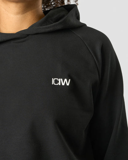 adjustable cropped hoodie black wmn