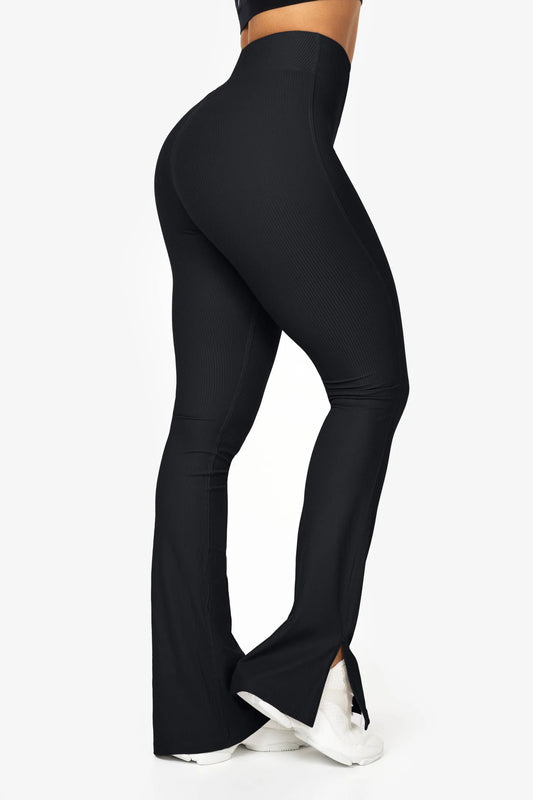 Ribbed Split Flared Leggings - for kvinde - FAMME - Leggings