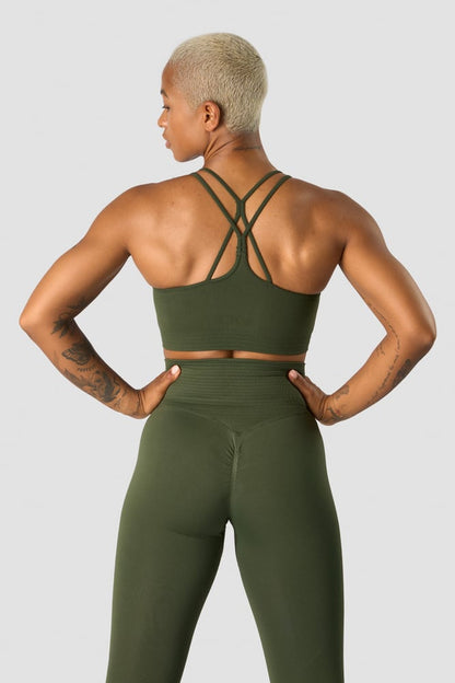 define seamless scrunch sports bra autumn green