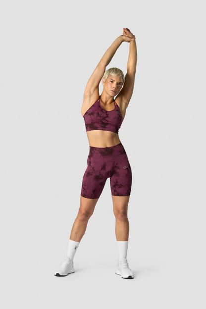 define seamless tie dye biker shorts burgundy