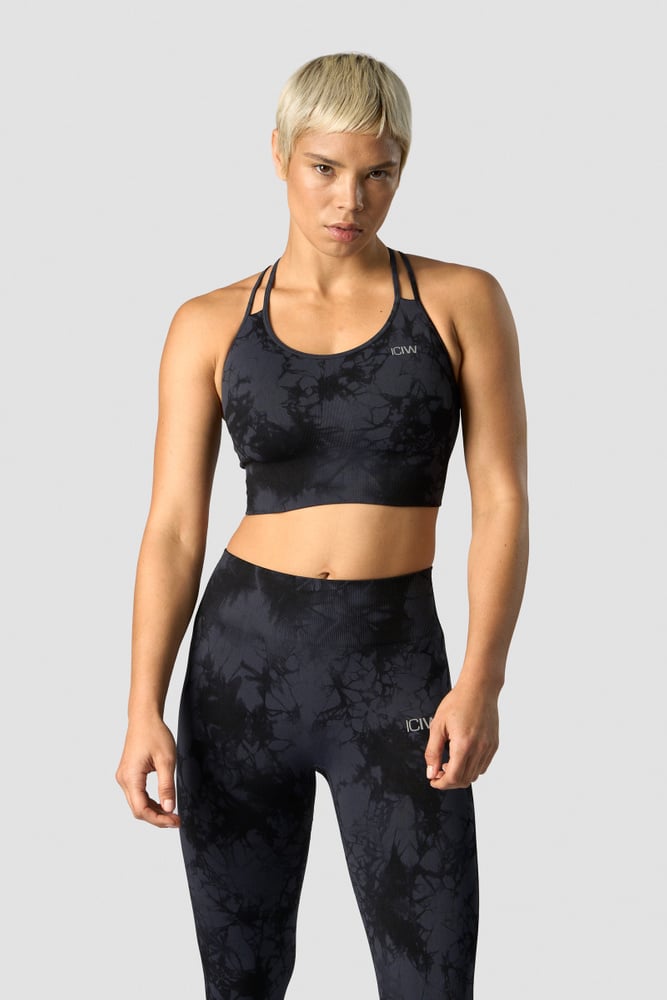 define seamless tie dye sports bra midnight