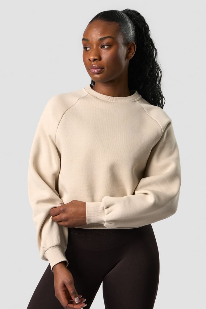 everyday cropped crewneck beige