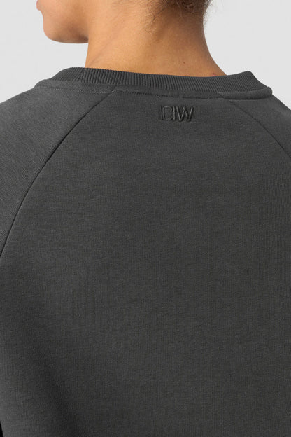 everyday cropped crewneck dark grey