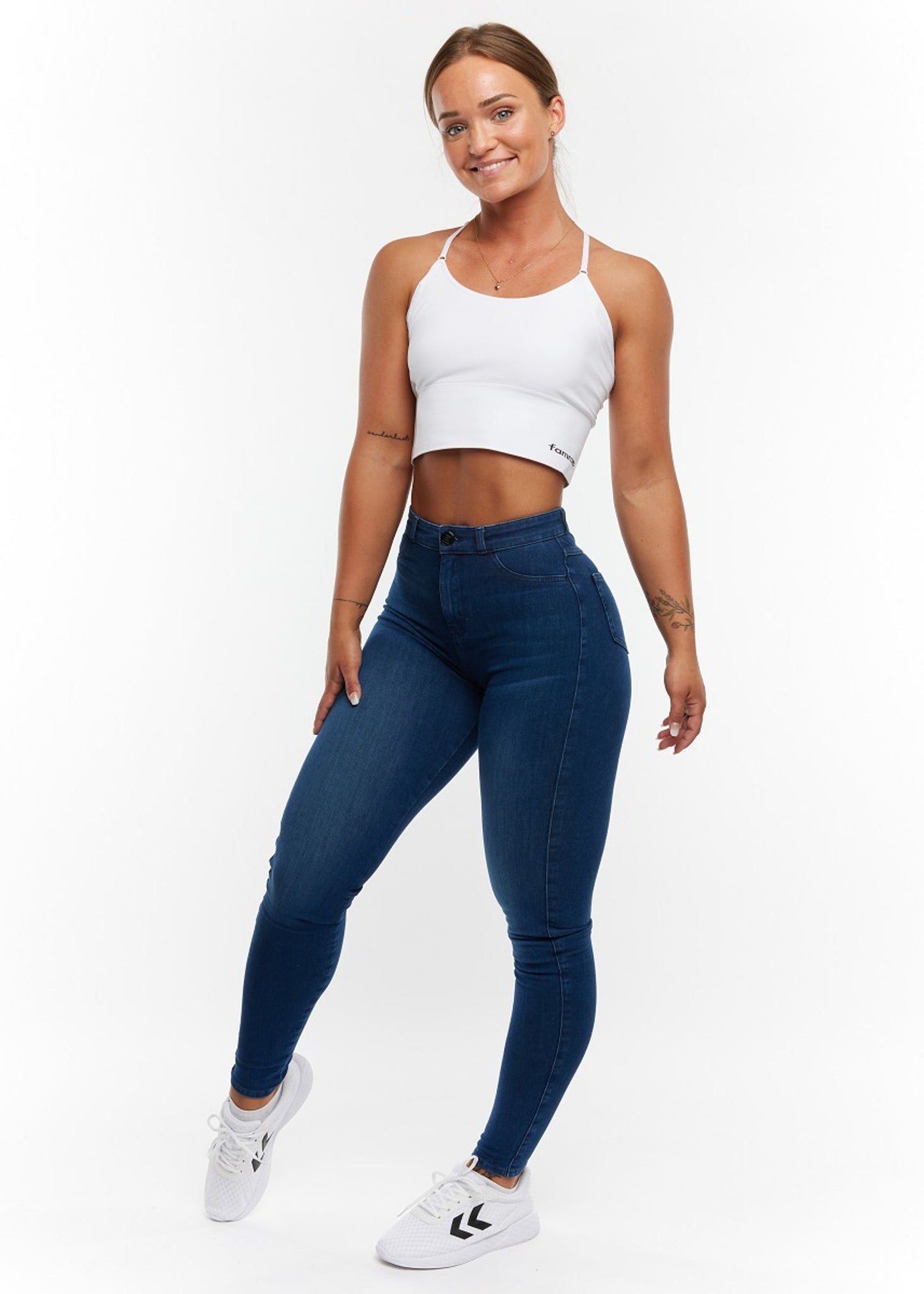 High Waist Denim Jeans - Blue - for kvinde - EMBRACE - Jeans