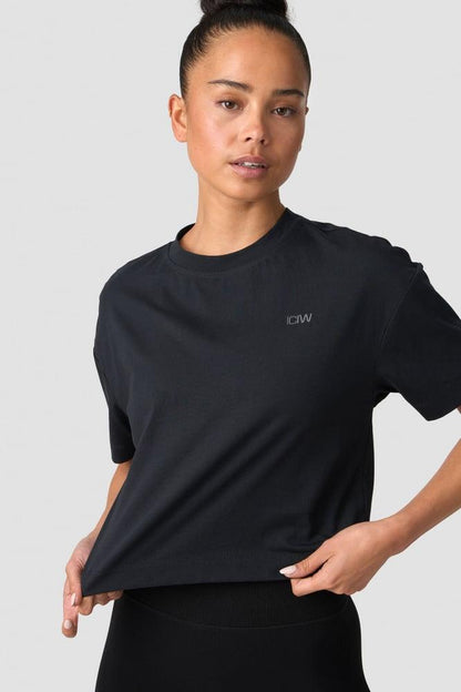 ICANIWILL - Everyday Cotton Cropped T-shirt - Black