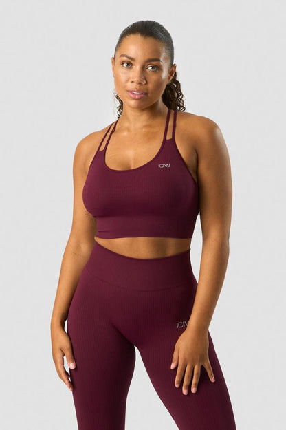 ICANIWILL - Ribbed Define Seamless Sports Bra - Dark Burgundy