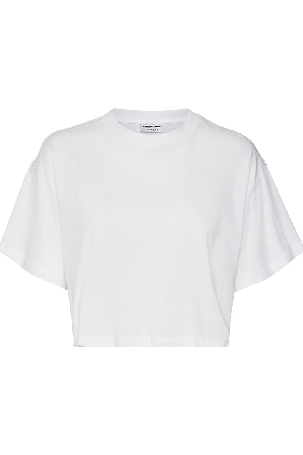 NOISY MAY - Alena S/s O-neck Semicrop Top - White