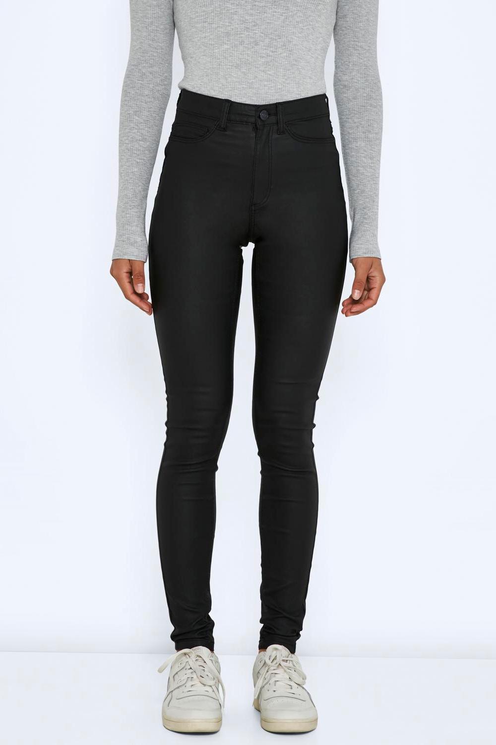 NOISY MAY - Callie Hw Skinny Coated Pants - Black