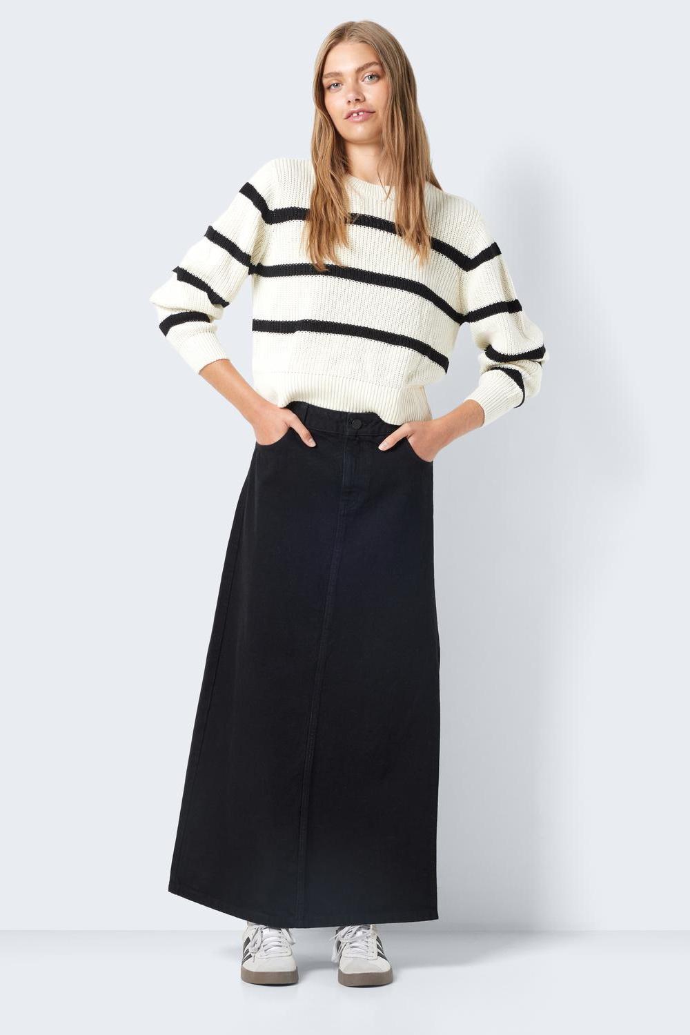 NOISY MAY - Maysa L/s Stripe O-neck Knit - White