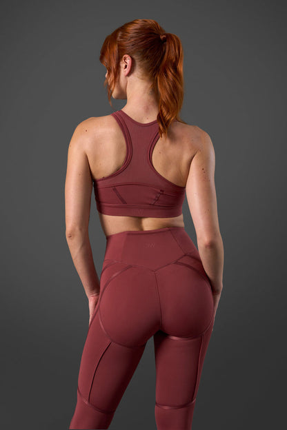 reboot sports bra brick red