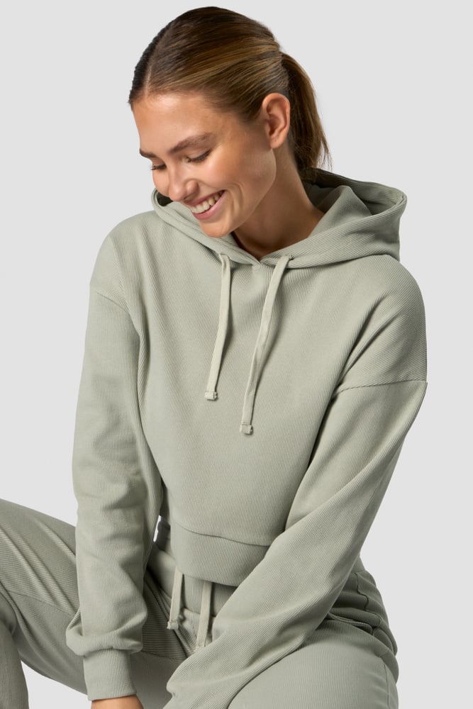 recharge cropped hoodie wmn faded green