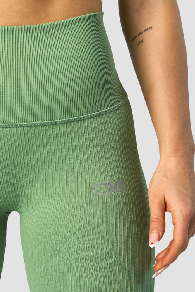 ribbed define seamless pocket tights light green