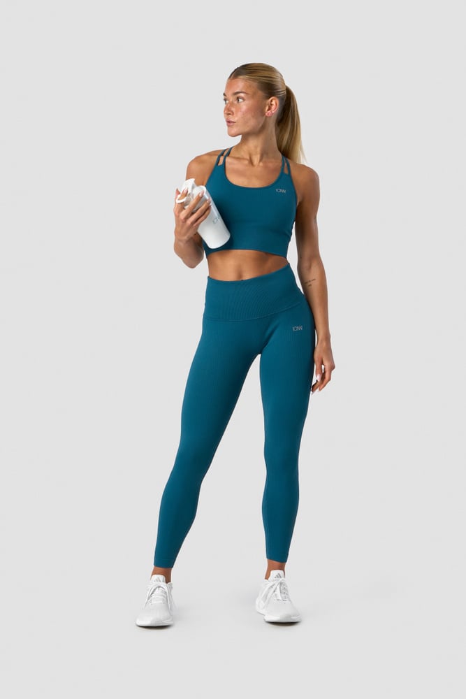 ribbed define seamless pocket tights teal