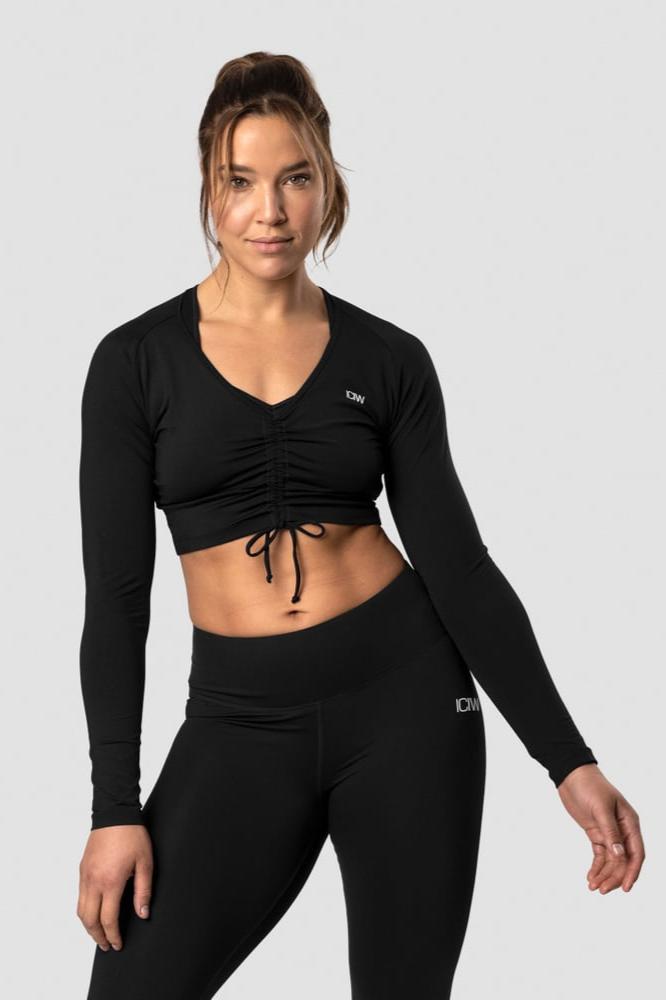 scrunch long sleeve black wmn