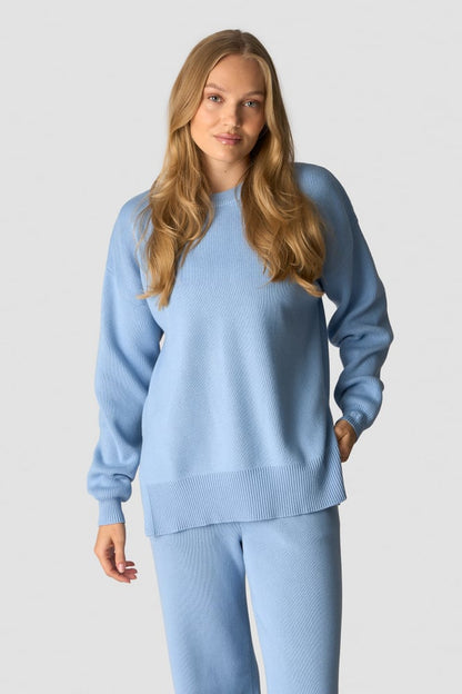 soft knit crewneck light blue