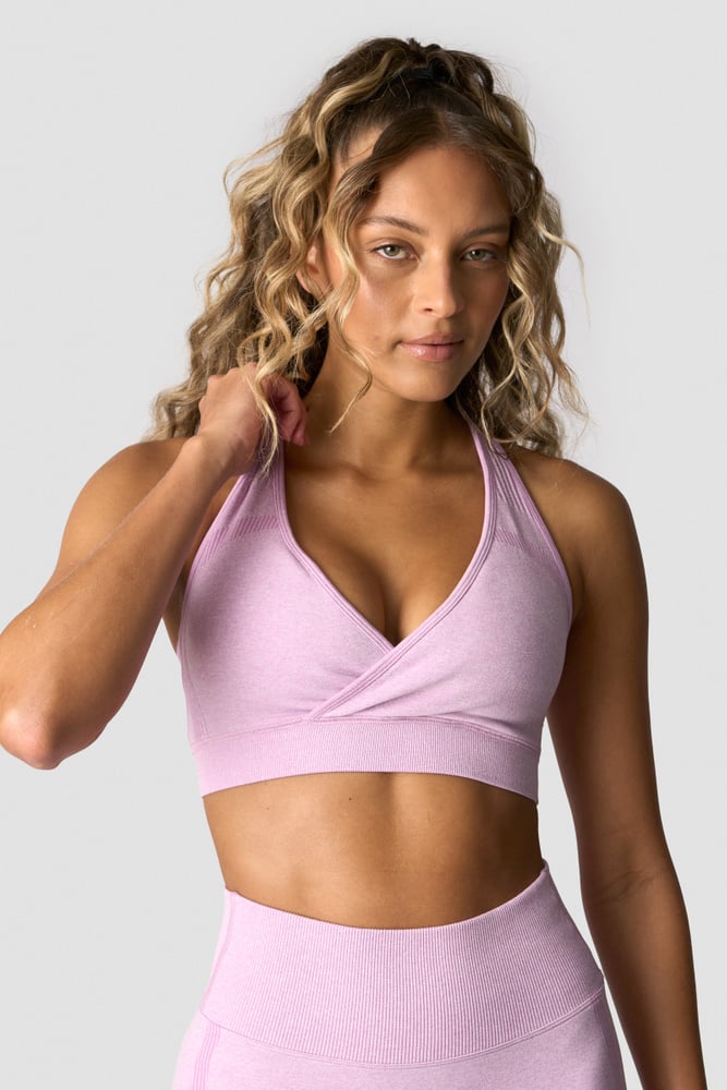 soft seamless adjustable sports bra lavender melange