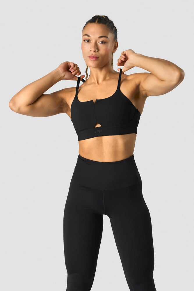 stride strappy sports bra black